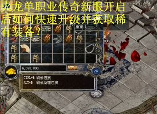 火龙单职业传奇新服开启后如何快速升级并获取稀有装备？