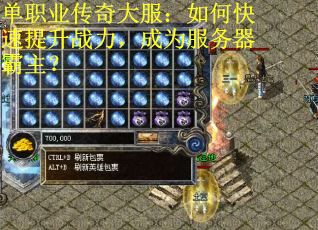 单职业传奇大服：如何快速提升战力，成为服务器霸主？