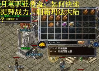 月单职业传奇：如何快速提升战力，制霸玛法大陆？