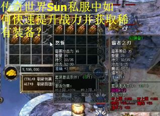 传奇世界Sun私服中如何快速提升战力并获取稀有装备？